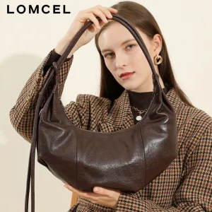 LOMCEL 117 Crossbody bag, horn-shaped bag, genuine leather, original design, single shoulder bag, underarm bag, for commuting - AliExpress Women's Handbags