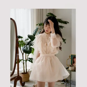 Ele White irt Women's Design Sensation 2024 ature Fairylike Lace Floral Print Long Sve Slim Fit Princ Sle - AliExpress Shirts & Blouses