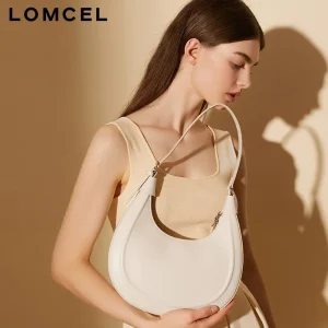 LOMCEL 38High-end genuine leather half moon bag, fashionable crescent-shaped bag for the armpit, new genuine leather casual sing - AliExpress Women's Handbags