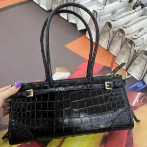 Luxury Women Elegant Crocodile Genuine Leather Underarm Bag Buckle Strap Office Ladies Shoulder Bags Vintage Party Totes Handbag - AliExpress Women's Handbags