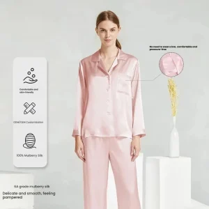 100% Mulberry Silk Pajama Set  Women Built-in Bra Pads Solid Color Four Seasons Loungewear Two Piece Outfit Wearable Outside - AliExpress Women's Sleep & Lounge