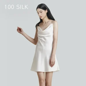Sexy Swing Collar Real Silk Short Nightdress Loungewear Women 100% Mulberry Silk Sling Nightgown Summer Camisole Dress Homewear - AliExpress Women's Sleep & Lounge