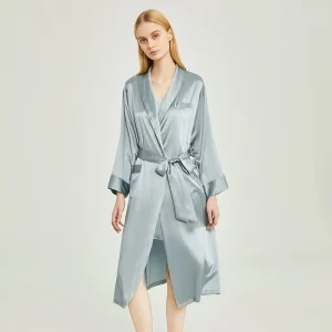 19MM 100% Heavy Mulberry Silk Long Robe Loungewear Lapel Kimono Cardigan Morning Gown Sexy Bridal Dressing Gown for Honeymoon PJ - AliExpress Women's Sleep & Lounge