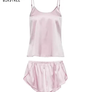 BirdTree, 93%Natural Silk Pajamas Set, Women Spaghetti Strap Top Shorts, Sweet Sexy Flirt Homewear, 2024 Summer Autumn S47634QC - AliExpress Women's Sleep & Lounge