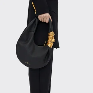 Designer Luxury Soufflé Bag Women Black Grained Leather Face Hardware Half Moon Handbag Fashion Chic Trend High End Shoulder Bag - AliExpress Women's Handbags