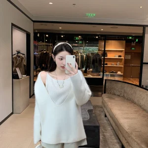 Cchen Chench "Cry Icing" Soft Faux Two-Piece Knitwear Loose Women's Spring Design Long Sve Mid-Length Thiened Woolen ... - AliExpress Sweaters&Jumpers