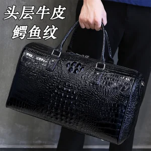 Genuine Leather Crocodile Patterned Travel Men's Large Capacity Luggage Women's Top Layer Cowhide Business Boarding Bags Handbag - AliExpress Travel Bags