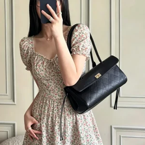 CLAREGQI  2026 New Genuine Leather Quilted Shoulder Bag for Women, Structured Top Handle Handbag, Lock Design Tote Purse, Multip - AliExpress Women's Handbags