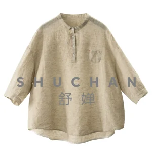 Thin Blouse European Standard Linen Simple Loose Arc Pendulum Five-quarter Sleeve Shirt Women 08M2 - AliExpress Shirts & Blouses