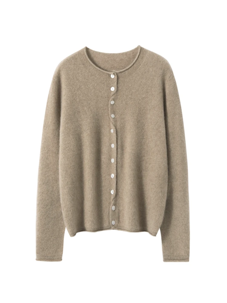 Women's 100% Cashmere Thick Casual Loose Knitted Cardigan Sweater Autumn Winter Solid O-NECK Soft Warm Comfort Clothing Tops - AliExpress Sweaters&Jumpers