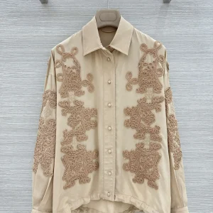 2026 Women Drawstring Waist Shirt 3D Embroidery Turn-down Collar Long Sleeve Single Breasted Loose Fashion 100% Silk Blouse Coat - AliExpress Shirts & Blouses