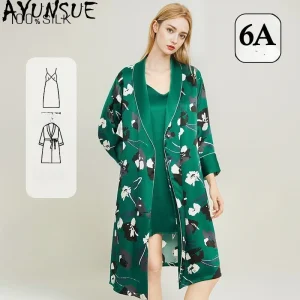 AYUNSUE 16Mm 100% Mulberry Silk Robe Gorwn Sets Women Spring Summer Pajama Set Sexy Sleepwear Women's Home Clothes Two Piece Set - AliExpress Women's Sleep & Lounge