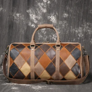 Vintage New Men's Genuine Leather Quilted Top-Layer Cowhide Handbag Travel Bag Shoulder Crossbody Business Luggage Bag - AliExpress Travel Bags