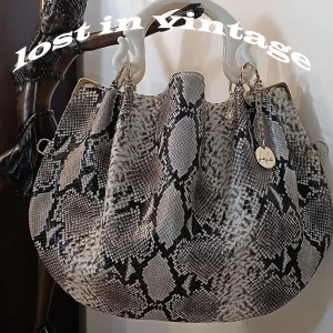 Lost in Vintage Texture Leather of Pythons Artificial Leather Bag with Double Handles in Turtle Metal Accessories Serpenti Purse - AliExpress Women's Handbags