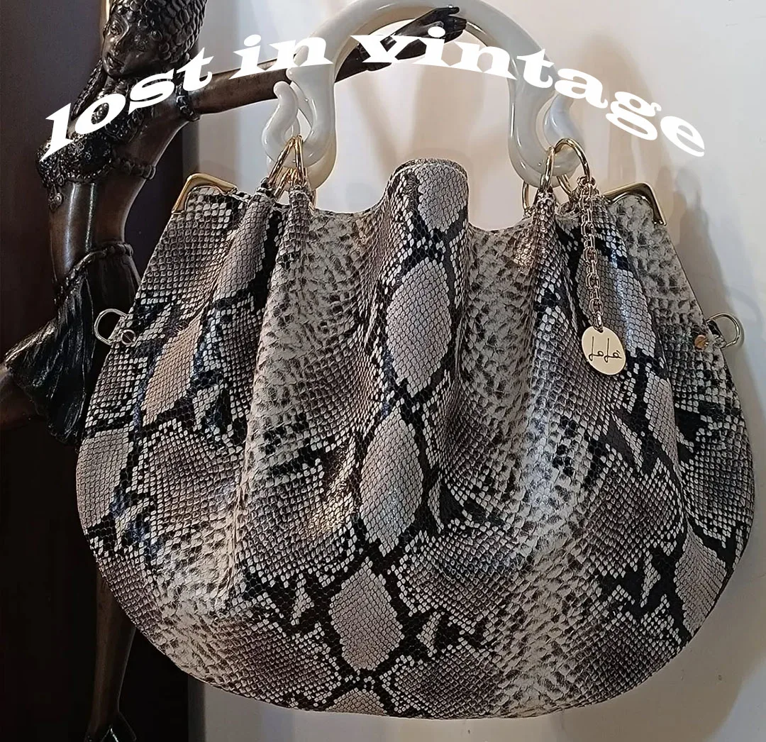 Lost in Vintage Texture Leather of Pythons Artificial Leather Bag with Double Handles in Turtle Metal Accessories Serpenti Purse - AliExpress Women's Handbags