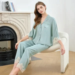 French Style 19 Momme 100% Real Silk Women's Casual Pajamas Homewear Set Spring Solid Color Cardigan Pajama Lapel Sleepwear PJS - AliExpress Women's Sleep & Lounge