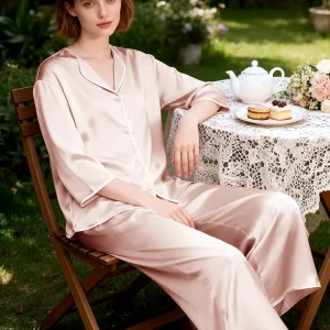 19 Momme 100 Real Mulberry Silk Cardigan Pajama Set Solid Color Women's Long Sleeve Pants Pajamas Loose Loungewear Sleepwear PJs - AliExpress Women's Sleep & Lounge