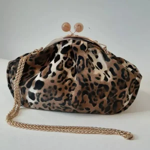LOST IN VINTAGE Leapard Bag Fabric Puffy Clutch Kiss-lock Candy-Bronze Big Purse Bulky Shape 37x25x12cm Borsa Handbags - AliExpress Women's Handbags