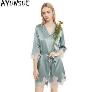 AYUNSUE 100% Mulberry Silk Sexy Sleepwear 19MM Real Silk Pajama Shirt Dress for Women 2026 Summer Clothes Streetwear Пижама - AliExpress Women's Sleep & Lounge