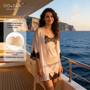 19 Momme 100% Mulberry Silk Women's Pajamas Set Solid Color Sexy Robe Nightdress Lace Trim Lingerie Summer Daily Kimono Homewear - AliExpress Women's Sleep & Lounge
