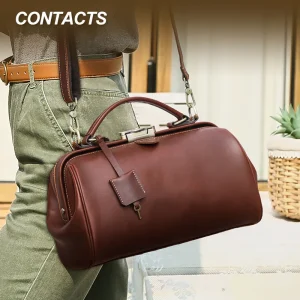 Genuine Leather Retro Full Grain Top Layer Women's Handbag High-end Plug-in Lock Women's Leather Single Shoulder Crossbody Bag - AliExpress Women's Handbags