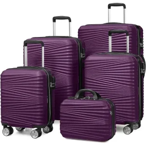 5-Piece Hard Shell Expandable Luggage Set with Spinner Wheels, Lightweight Travel Suitcases for Men and Women (14/18/20/24/28 in - AliExpress Luggage