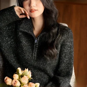 Ladies' Camere Wool Knitted Sweater f Zipper Loose Fit Sle Comfortable Casual Long Sve Warm Soft Knitwear Coat - AliExpress Sweaters&Jumpers