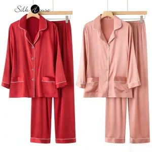 2026 Women's Spring/Summer New 93% Natural Mulberry Silk Elastic Satin Pajama Set Long Sleeve Top Long Pants Solid Home Clothes - AliExpress Women's Sleep & Lounge