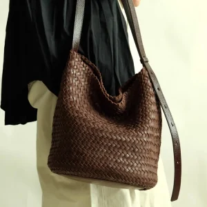 Fashion Vintage Hand Weave Genuine Leather Women Tote BagHandbag Real Leather Lady Underarm Shoulder Crossbody Holiday Bag Big - AliExpress Women's Handbags