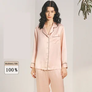 Women's Summer 100%Mulberry Silk Pajama Set Long Sleeve Pants Lapel Trousers Top Loungewear Suit XXL size Spring Casual Cozy - AliExpress Women's Sleep & Lounge