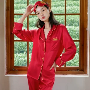 2026 100% Mulberry Silk Pajama Set Women Long Sleeve Button Down 2 Pieces Satin Sleepwear Elegant Wedding Bridal Loungewear Suit - AliExpress Women's Sleep & Lounge