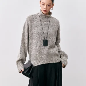 Chic Pure Wool High Ne Thiened Loose Glitter Sweater Women's Soft Long Sve Knitted Woolen Top Winter Faion 2025 - AliExpress Sweaters&Jumpers
