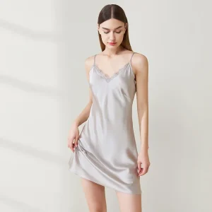 Sexy Backless Real Silk Chemise Nightshirts 100% Mulberry Silk Lace Spaghetti Straps Nightdress Pajama Summer Camisole Nightwear - AliExpress Women's Sleep & Lounge