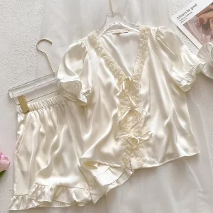 New Sleepwear Women 2025 Sexy Thin Silkworm Silk Short sleeved Shorts Home Clothes - AliExpress Women's Sleep & Lounge