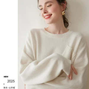 Women 100% Cashmere Sweater O-neck Long Sleeve Pullover Autumn Winter Loose Casual Design High Quality  Cashmere Knitwear - AliExpress Sweaters&Jumpers