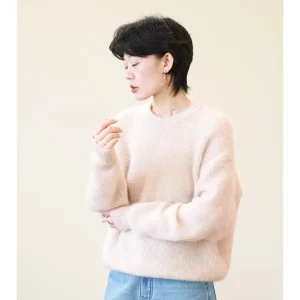 Cozy Pastel Wool And Camere Knitwear Women's Loose round Ne Pullover Winter Lazy Sle Furry Top Medium Softn Long Sve - AliExpress Sweaters&Jumpers