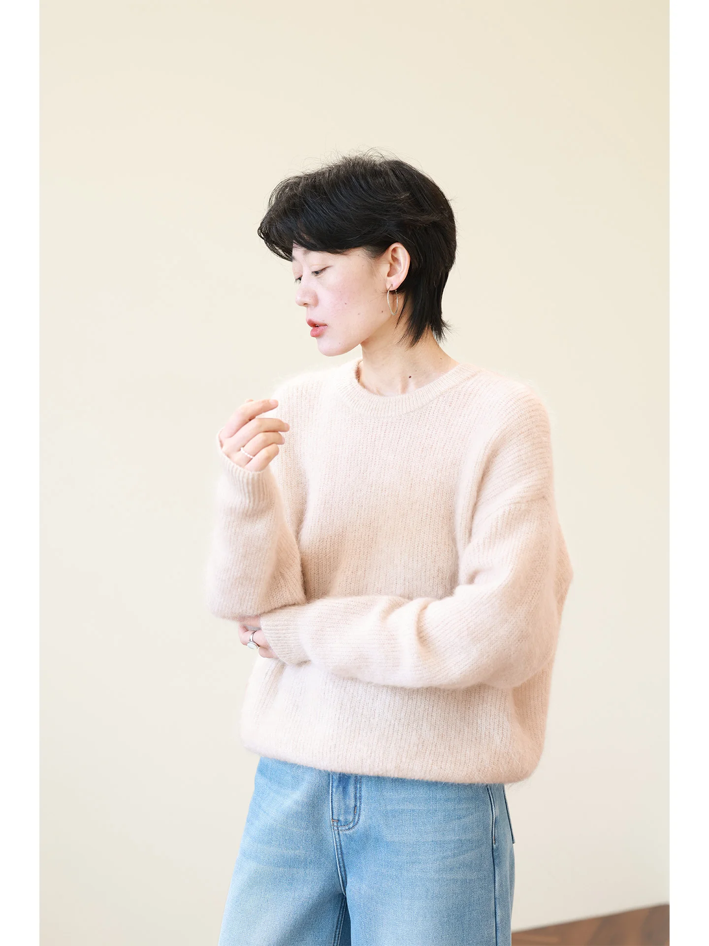 Cozy Pastel Wool And Camere Knitwear Women's Loose round Ne Pullover Winter Lazy Sle Furry Top Medium Softn Long Sve - AliExpress Sweaters&Jumpers