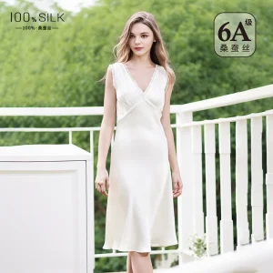 2026 New French Style 100% Mulberry Silk Nightgown Women Luxury V-Neck Wide Strap Slip Dress Elegant Nightwear Party Club Dress - AliExpress Women's Sleep & Lounge