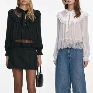 Women Long Sleeve Chiffon Lace Blouse Elegant Loose Casual fashion Shirt Tops - AliExpress Shirts & Blouses
