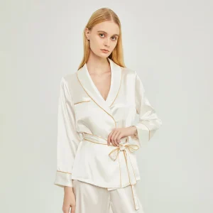 19MM 100% Mulberry Silk Kimono Pajamas Set Spring Autumn Long Sleeves Lace Up Pyjamas Women Elegant Kimono and Trousers Homewear - AliExpress Women's Sleep & Lounge