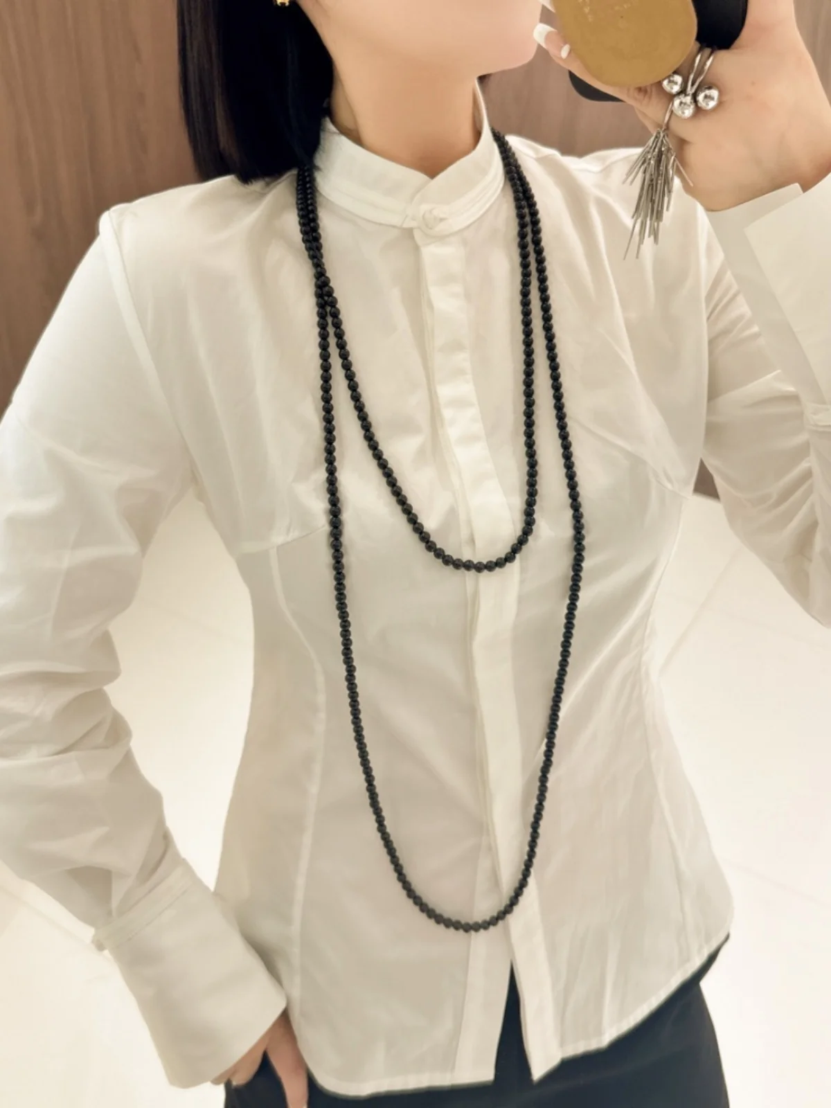 Faionable Slim Fit irt Stand Collar Long Sve Patchwork Simple Elegance Autumn Winter New Arrival Women's Premium Cotto... - AliExpress Shirts & Blouses