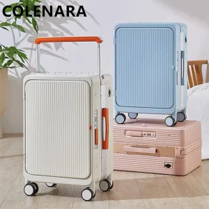 COLENARA 20 Inch Charging Luggage Aluminum Frame Boarding Case 25 Inch Front Opening Laptop Women's Trolley Travel Suitcase - AliExpress Luggage