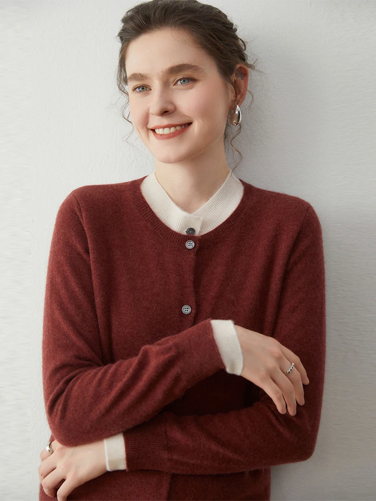 O-Neck Long Sleeves 100% Cashmere Grace Women's Autumn Winter Simple Cardigan Sweater Knitted Warm Soft Comfort Clothing Tops - AliExpress Sweaters&Jumpers