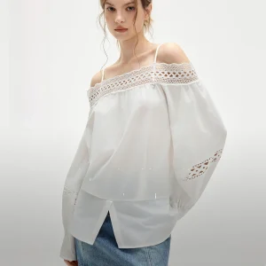 Hera ELLE Lace Shoulder Bubble Sleeve Shirt Women's Summer New Splicing Unique Small Audience Shirt Commute Style Loose Fit - AliExpress Shirts & Blouses