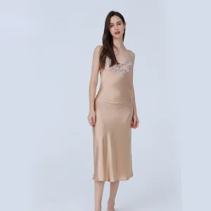 Lace Trim Sexy Silk Slip Dress for Women 100% Mulberry Silk Spaghetti Strap Nightgown V-Neck Camisole Long Nightdress Sleepwear - AliExpress Women's Sleep & Lounge