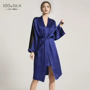 100% Mulberry Silk Morning Gown Sexy Bathrobes for Women Shower Sheer Lace V Neck Robe Lingerie Midi Nightgown Chemise Robes PJ - AliExpress Women's Sleep & Lounge
