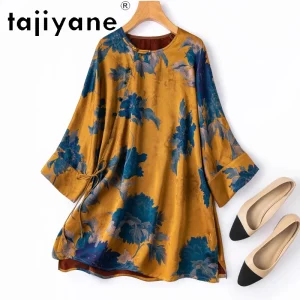 TAJIYANE 24MM 100% Mulberry Silk Blouses for Woman Xiangyun Sha Print Shirts New Chinese Style Spring Tops 2026 Women Clothes 셔츠 - AliExpress Shirts & Blouses