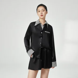 2026 New 100% Mulberry Silk Pajama Set Women Lapel Long Sleeve Shirt & Shorts 2 Pieces Luxury Satin Loungewear Elegant Outwear - AliExpress Women's Sleep & Lounge