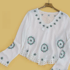 Bohemian Heavy Embroidery Bell Sleeve Shirt Spring 2026 Early Cotton Long Sleeve V-Neck Women's Ethnic Style Fashion Shirt - AliExpress Shirts & Blouses
