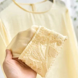 Lace-Like Texture round Neck Beaded Shirt Translucent Heavy Embroidery Silk-Like Women's Shirt Yellow Summer Business Casual - AliExpress Shirts & Blouses